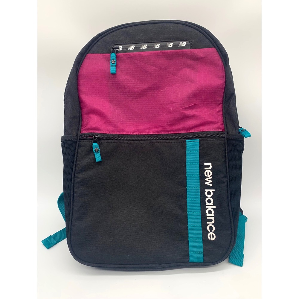 New‎ Balance Backpack Unisex OS Black Magenta Teal Colorblock Sporty Logo